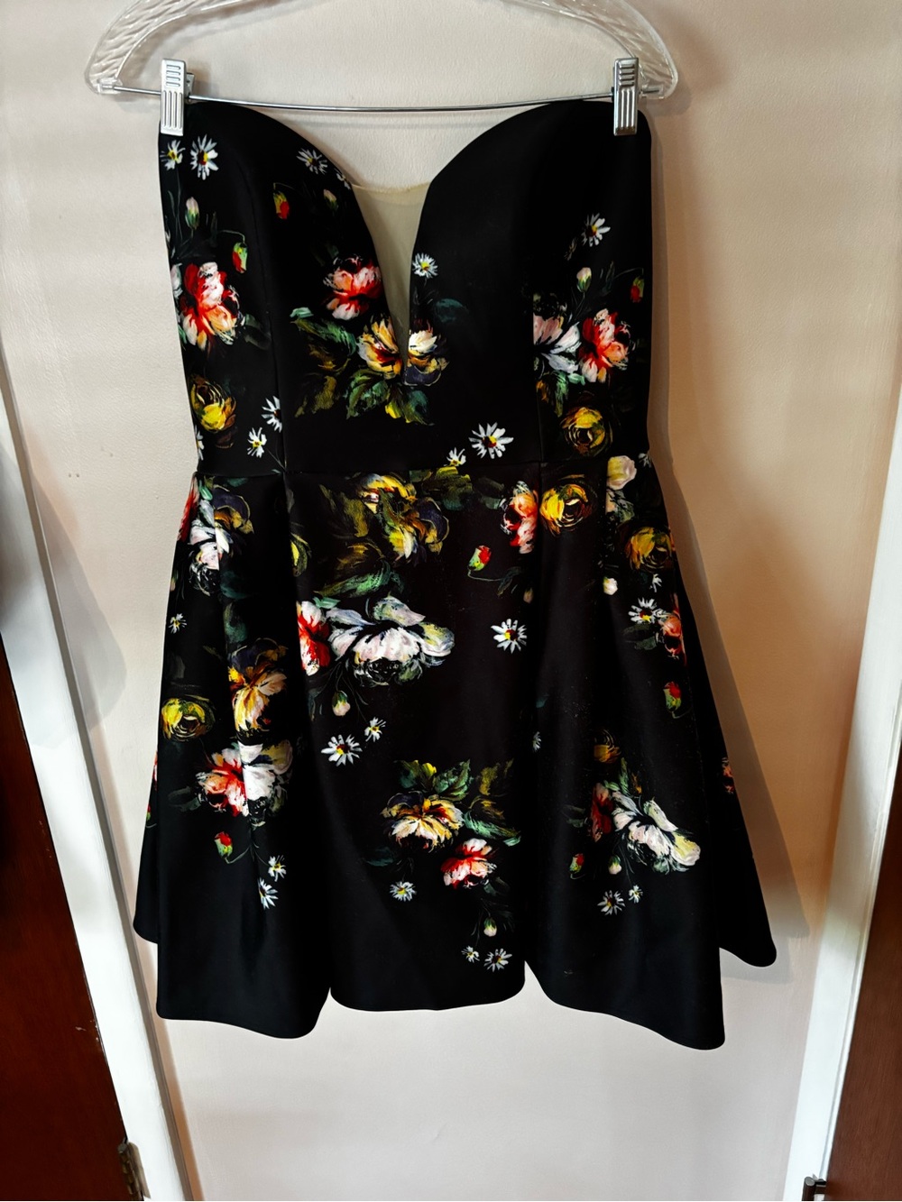 Floral black Evening short dress style 27013